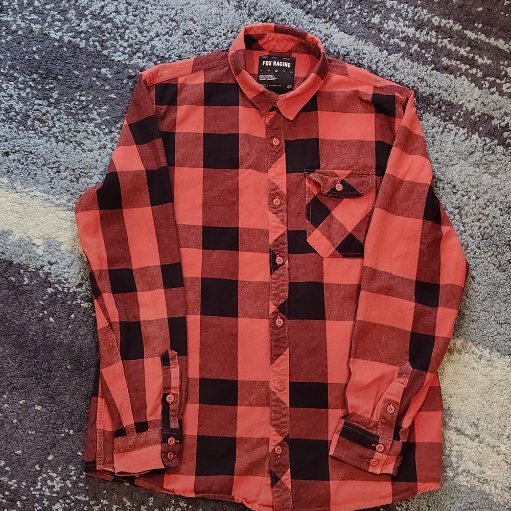 Fox Racing Flannel Button Up Long Sleeve Mens Large